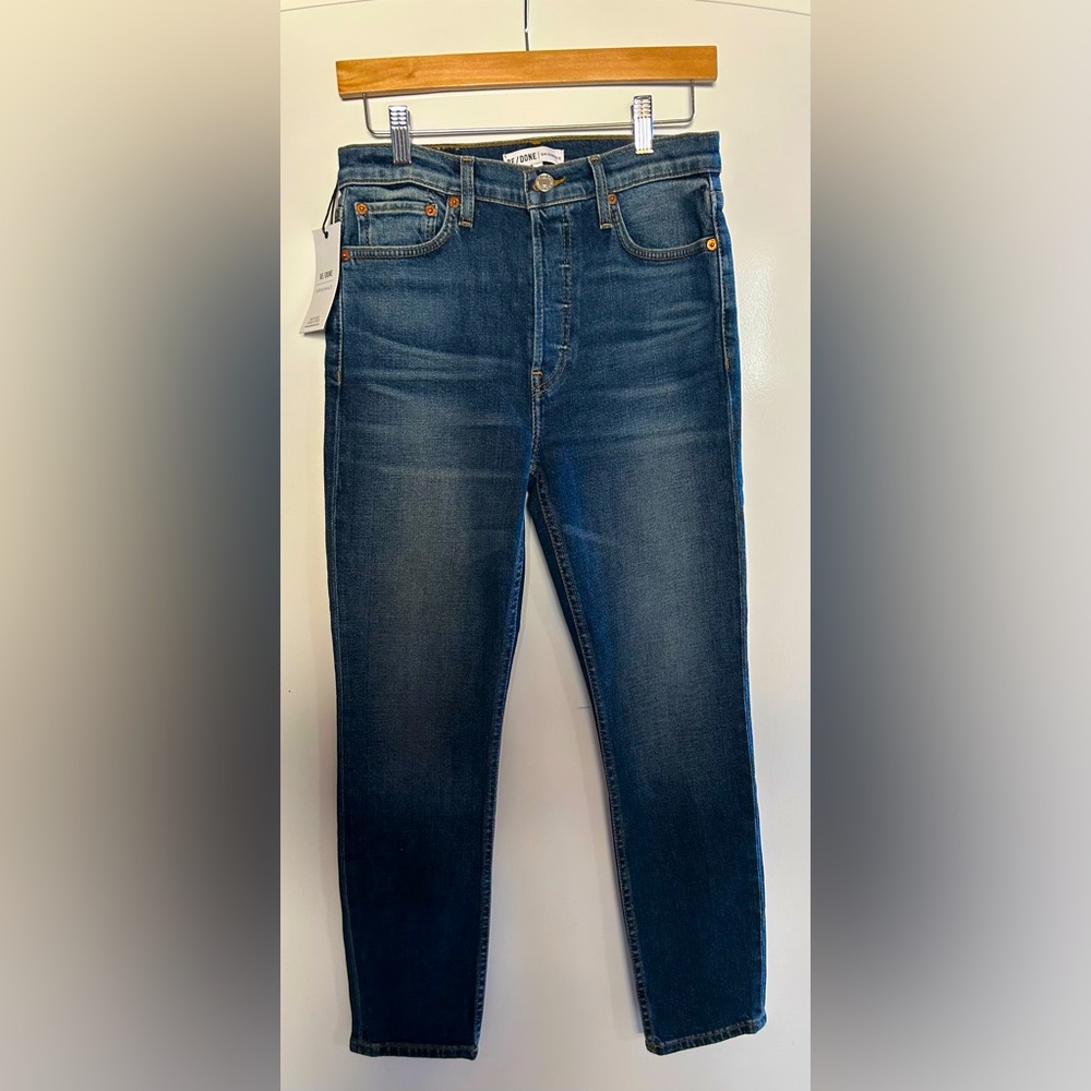 REDONE Originals 90s High Rise Ankle Crop Button Fly Jeans Sz 27